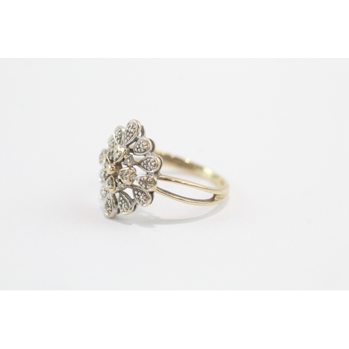 12 - 9ct gold diamond dress ring (2.2g) Size L