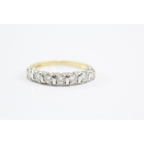 14 - 18ct two-tone gold diamond half eternity ring (4.1g) Size T 1/2