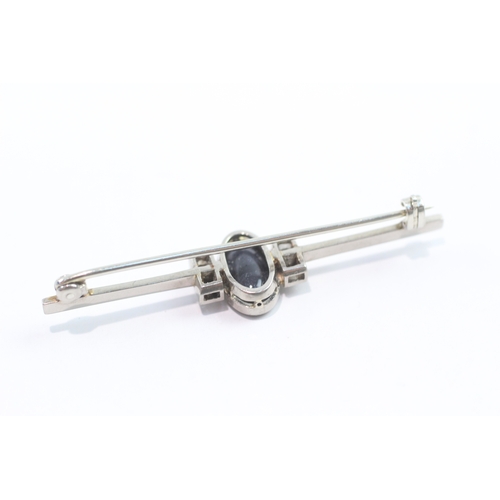 17 - 18ct white gold opal triplet diamond bar brooch (5.1g)