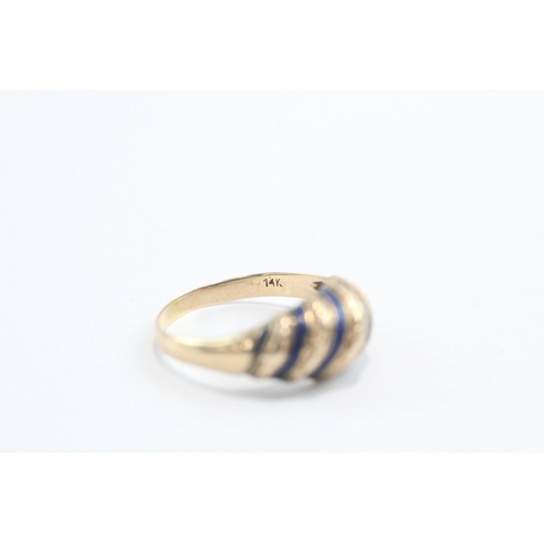 24 - 14ct antique gold enamel twist ring (2.8g) Size O 1/2