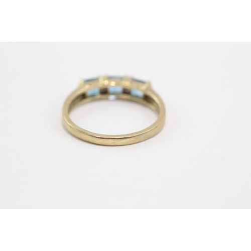 28 - 9ct gold blue topaz diamond ring (2.4g) Size Q
