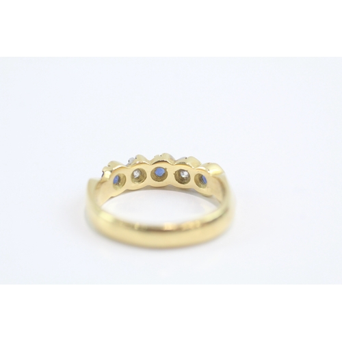 3 - 18ct gold diamond and sapphire twist row ring (4.8g) Size M 1/2