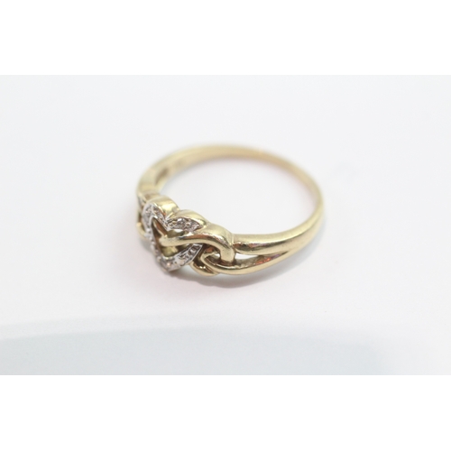 44 - 9ct gold diamond heart motif ring (2.3g) Size M