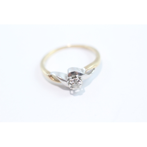52 - 9ct two-tone gold diamond solitaire ring (2.5g) Size N
