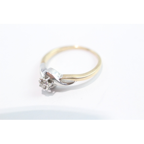 52 - 9ct two-tone gold diamond solitaire ring (2.5g) Size N