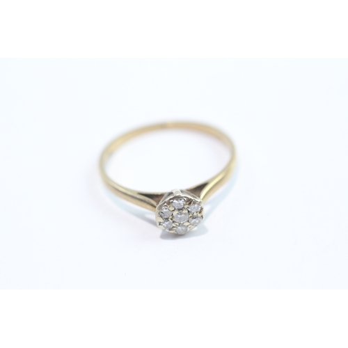 54 - 9ct gold diamond cluster ring (1.7g) Size N