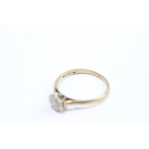 54 - 9ct gold diamond cluster ring (1.7g) Size N