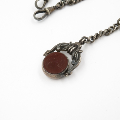 Silver watch chain with compass