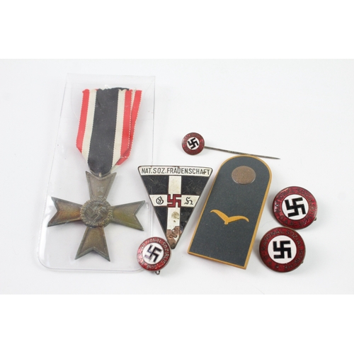 WW2 German 1939 War Merit Cross w/ Badges Inc Party Badge, Women's League , Etc
