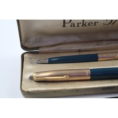3 x Vintage Parker 51 Fountain Pens 14ct Gold Nibs WRITING