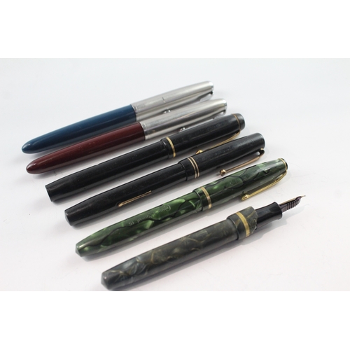 6 x Vintage Fountain Pens Inc 14ct Gold Nibs, Conway Stewart, Parker Etc