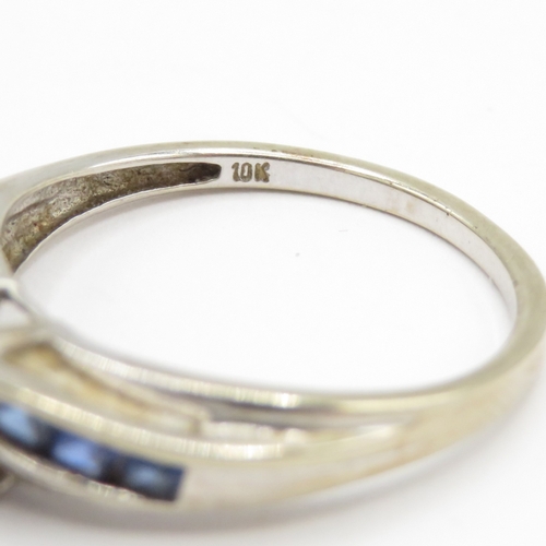 20 - 10ct white gold sapphire and white gemstone ring (1.9g) Size N