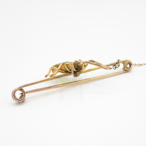 3 - 9ct gold gemstone spider brooch (6.5g)