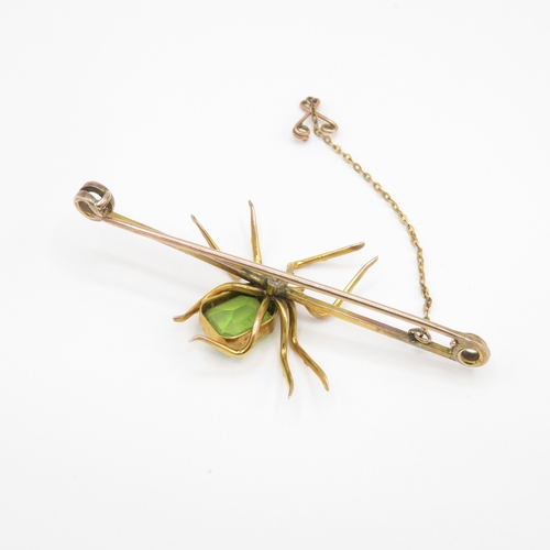 3 - 9ct gold gemstone spider brooch (6.5g)