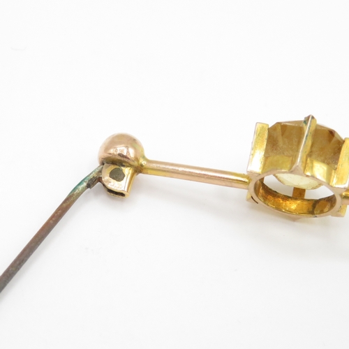 31 - 9ct gold citrine bar brooch (3g)