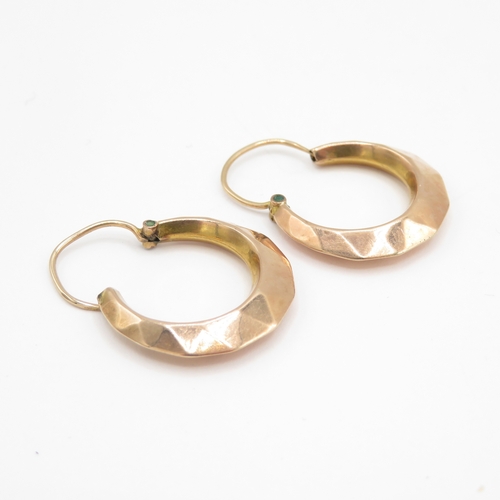 36 - 9ct gold vintage creole earrings (2.1g)