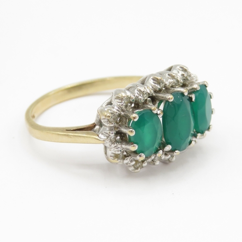 8 - 9ct gold emerald and diamond ring (3.7g) Size L 1/2