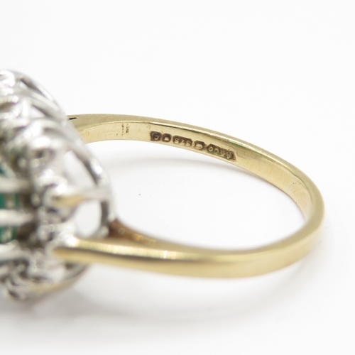 8 - 9ct gold emerald and diamond ring (3.7g) Size L 1/2