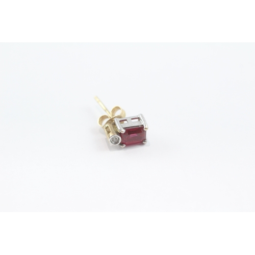 53 - 9ct gold diamond and ruby stud earrings (1.3g)