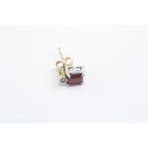53 - 9ct gold diamond and ruby stud earrings (1.3g)