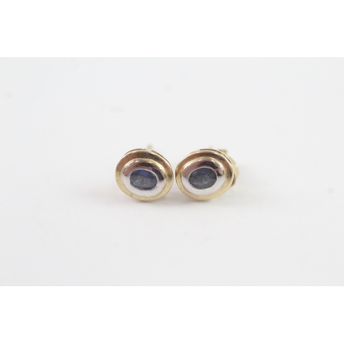 60 - 9ct gold sapphire stud earrings (1.4g)