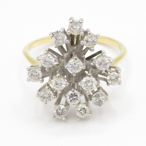 33 - 18ct gold diamond burst ring (3.4g) Size N