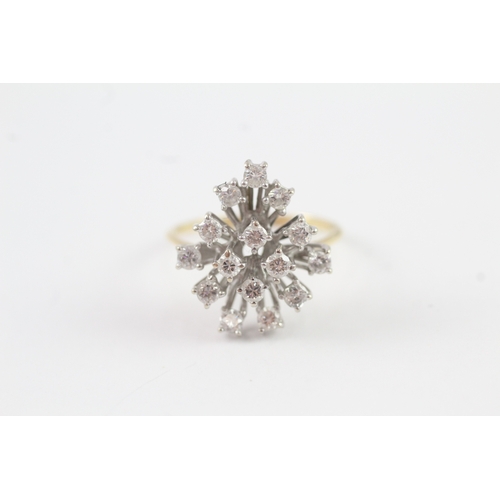 33 - 18ct gold diamond burst ring (3.4g) Size N