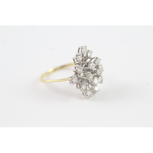 33 - 18ct gold diamond burst ring (3.4g) Size N