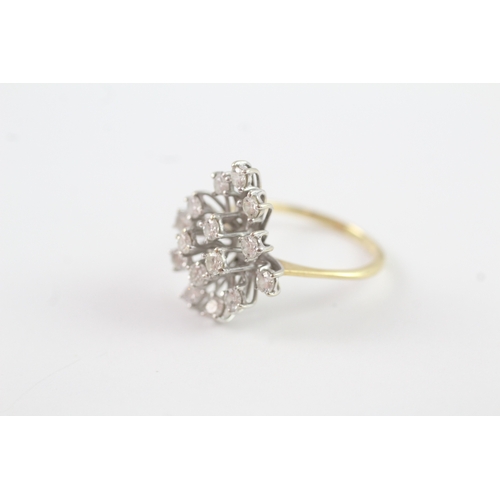 33 - 18ct gold diamond burst ring (3.4g) Size N