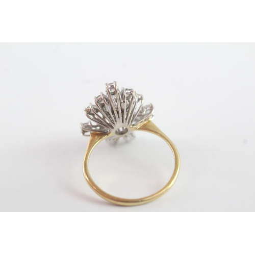 33 - 18ct gold diamond burst ring (3.4g) Size N