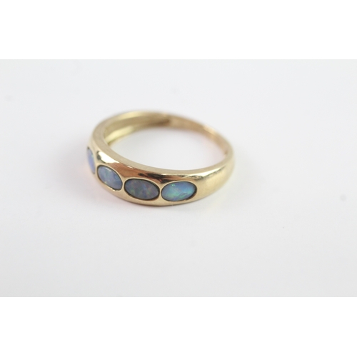 4 - 9ct gold flush set opal ring (2.2g) Size P - as found
