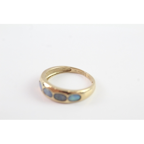 4 - 9ct gold flush set opal ring (2.2g) Size P - as found