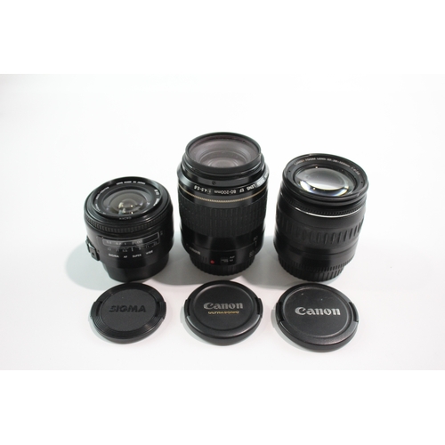 Autofocus Camera Lenses Inc Canon EF 80-200mm & Sigma 24mm Super-Wide x 3