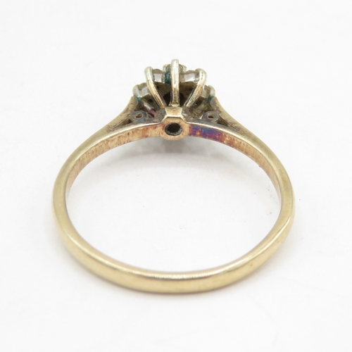 123 - 9ct gold diamond floral cluster ring (1.9g) size N 1/2