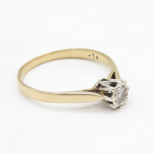 125 - 9ct gold diamond solitaire ring (1.7g) size P 1/2