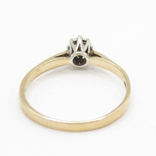 125 - 9ct gold diamond solitaire ring (1.7g) size P 1/2