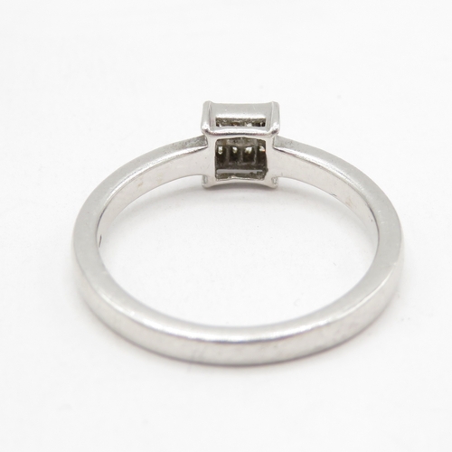 129 - 9ct white gold square set diamond ring (3.1g) size N 1/2