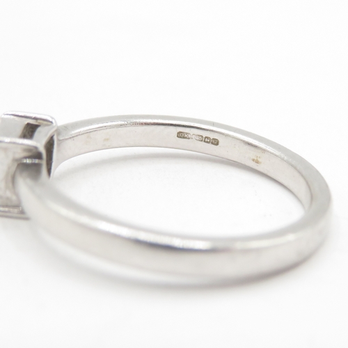 129 - 9ct white gold square set diamond ring (3.1g) size N 1/2