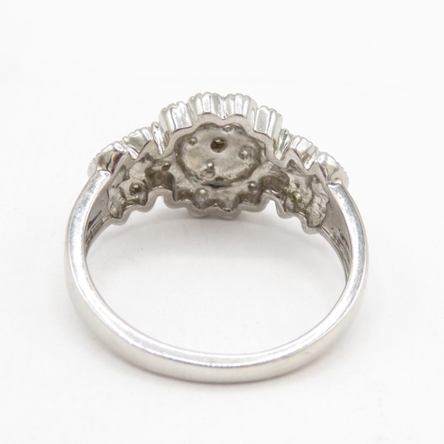 130 - 9ct white gold diamond multi cluster floral ring (4.1g) size N 1/2