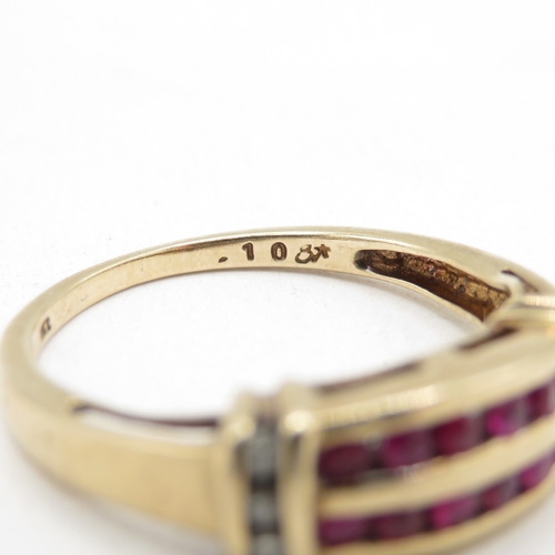 147 - 9ct gold ruby and diamond ring (2.5g) size M