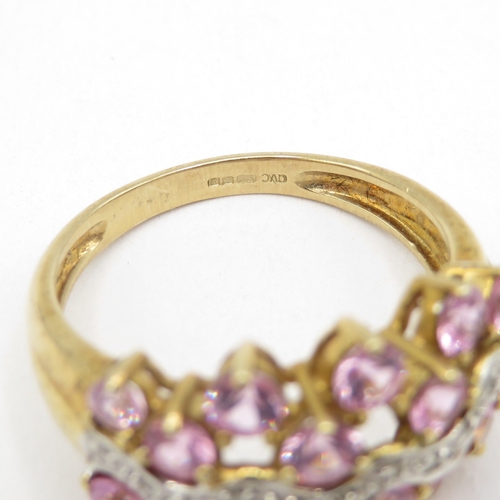 150 - 9ct gold pink sapphire and diamond ring (3.9g) size P 1/2