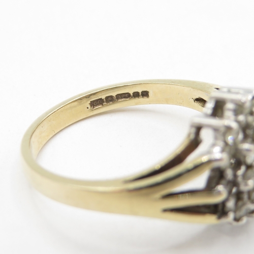 152 - 9ct gold diamond cluster ring (3g) size M 1/2