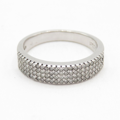 153 - 9ct white gold diamond pave ring (2.7g) size J 1/2