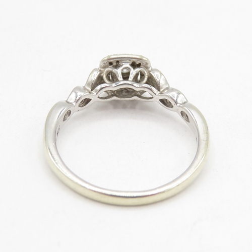 155 - 9ct white gold diamond ring with heart details (2.4g) size L
