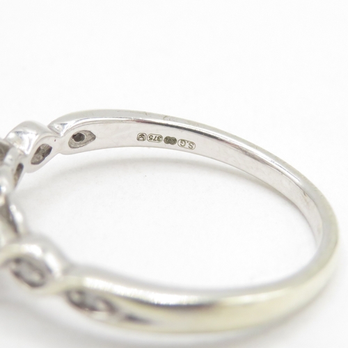 155 - 9ct white gold diamond ring with heart details (2.4g) size L