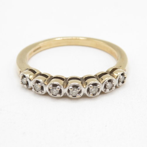 159 - 9ct white gold diamond bezel set eternity ring (3g) size P 1/2