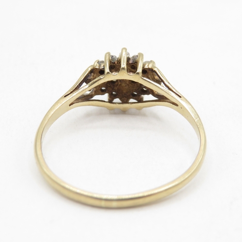163 - 9ct gold diamond cluster ring (1.6g) size O 1/2