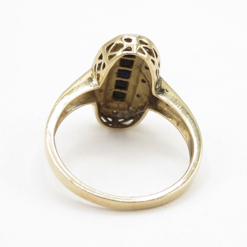 164 - 9ct gold sapphire and diamond ring (3.3g) size N 1/2