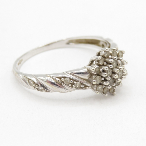 165 - 9ct white gold diamond cluster (2.1g) size P 1/2