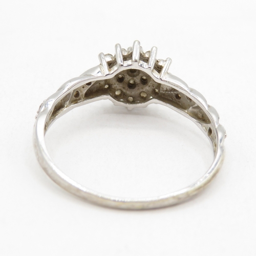 165 - 9ct white gold diamond cluster (2.1g) size P 1/2